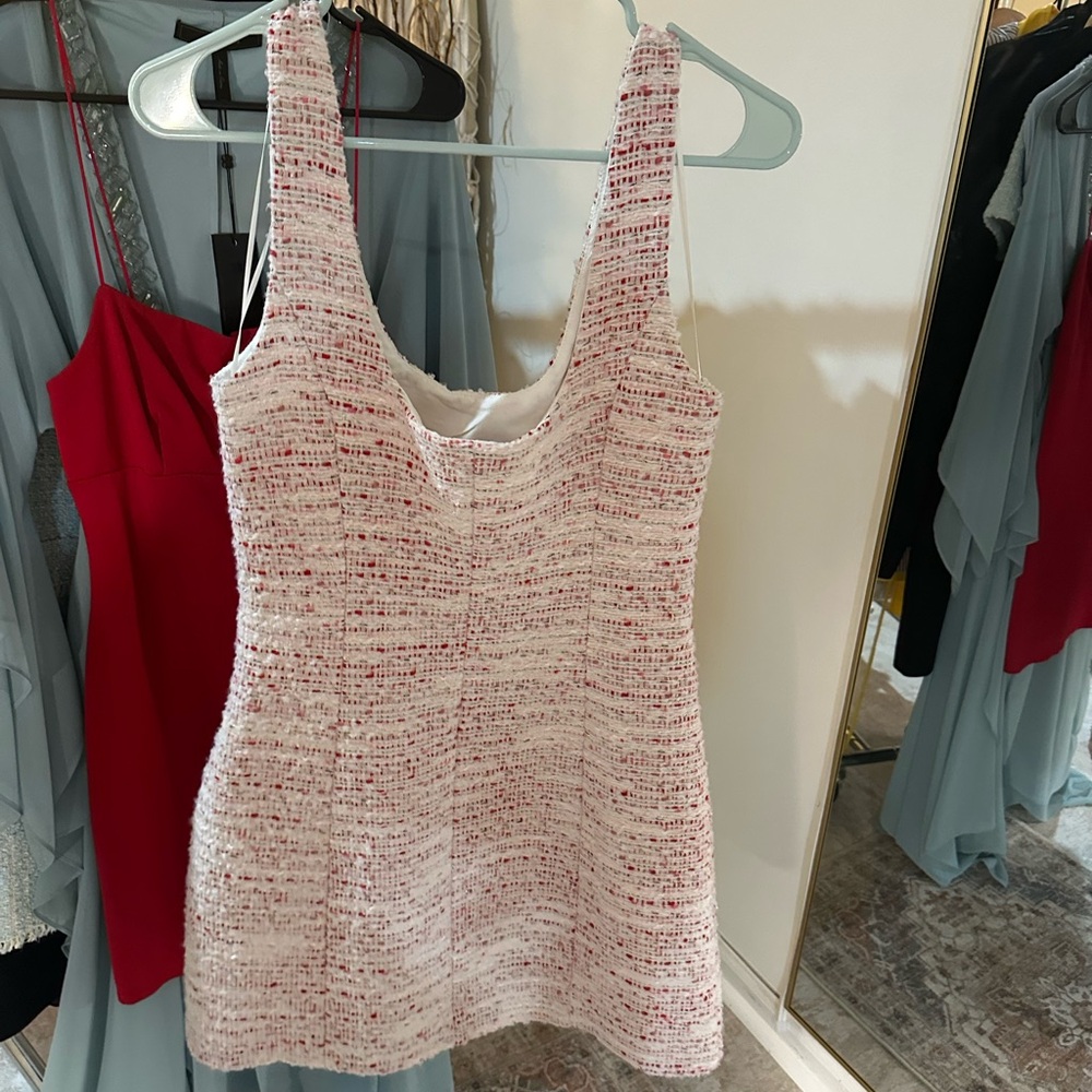 Aqua Tweed Tank Top - White and Pink